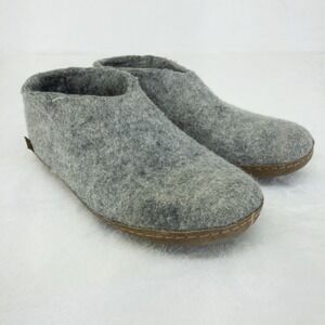 Glerups Shoe Mens EU Size 43 US 10 Grey Wool Felt Leather Sole Low Boot Slipper